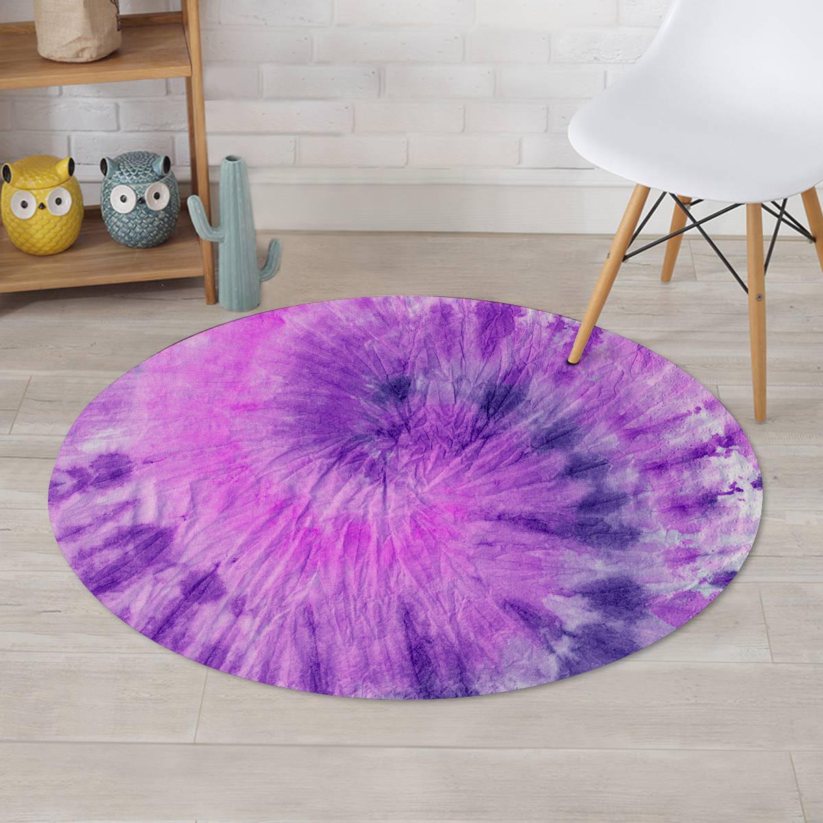 Tie Dye Purple Round Rug-grizzshop