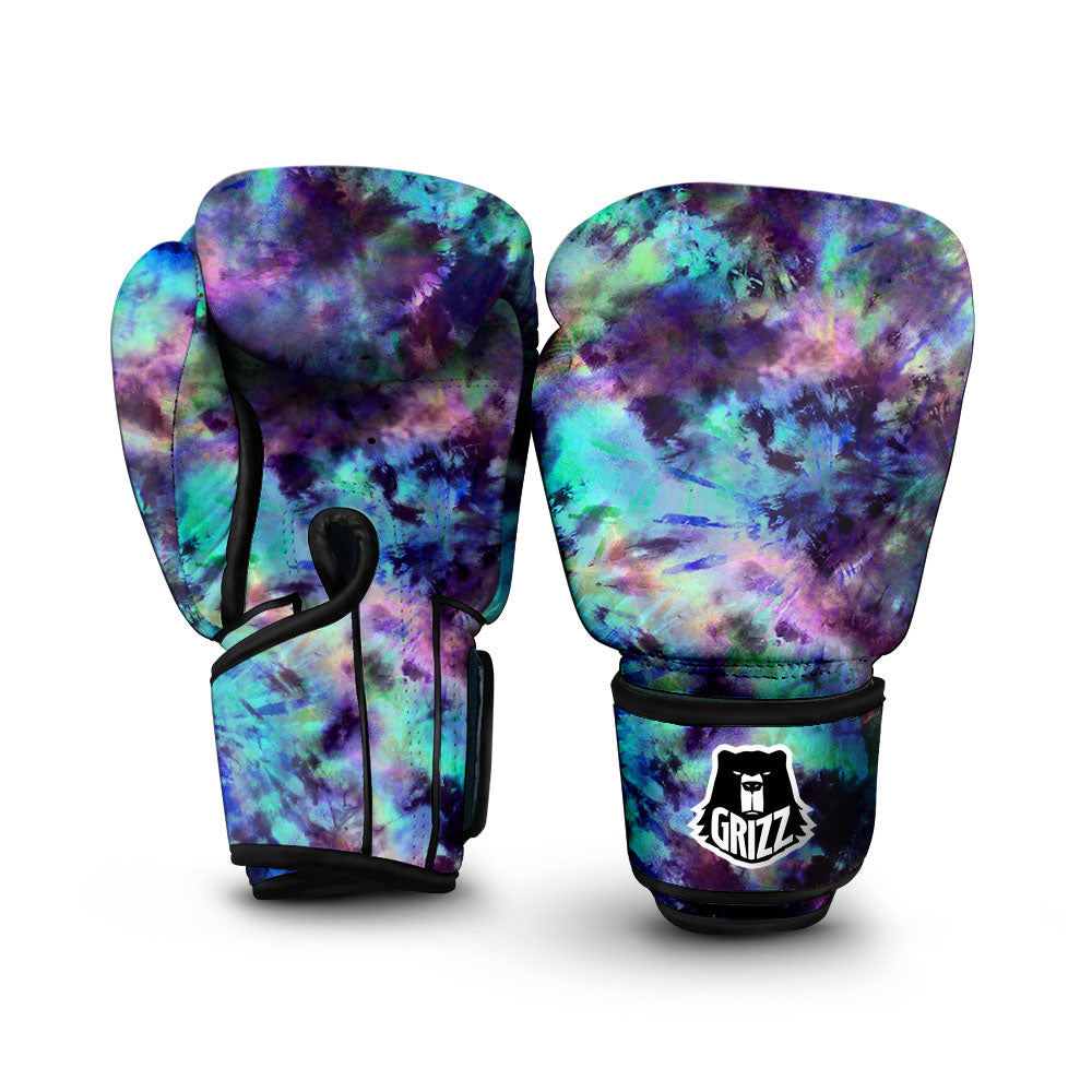 Tie Dye Rainbow And Black Print Boxing Gloves-grizzshop