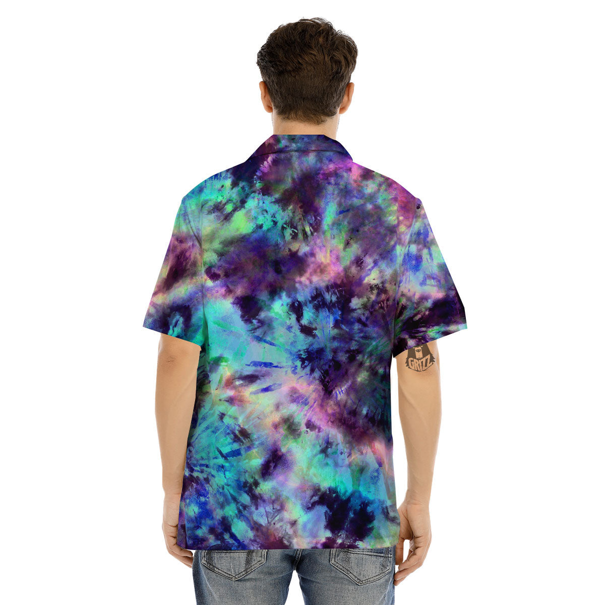 Tie Dye Rainbow And Black Print Men's Hawaiian Shirt-grizzshop