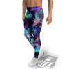 Tie Dye Rainbow And Black Print Men's Leggings-grizzshop