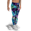 Tie Dye Rainbow And Black Print Men's Leggings-grizzshop