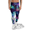 Tie Dye Rainbow And Black Print Men's Leggings-grizzshop