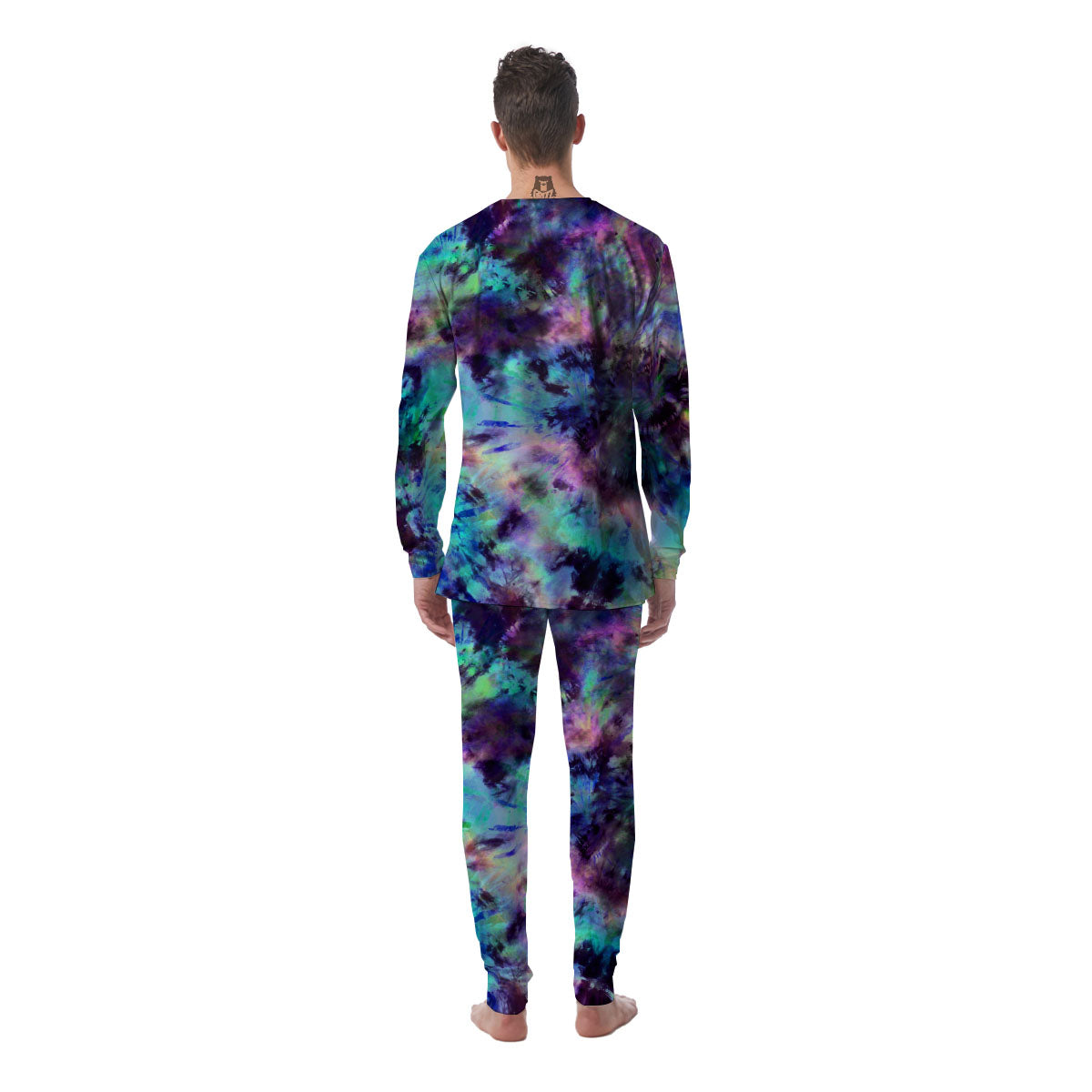 Tie Dye Rainbow And Black Print Men's Pajamas-grizzshop