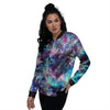 Tie Dye Rainbow And Black Print Women's Bomber Jacket-grizzshop