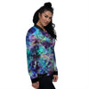 Tie Dye Rainbow And Black Print Women's Bomber Jacket-grizzshop