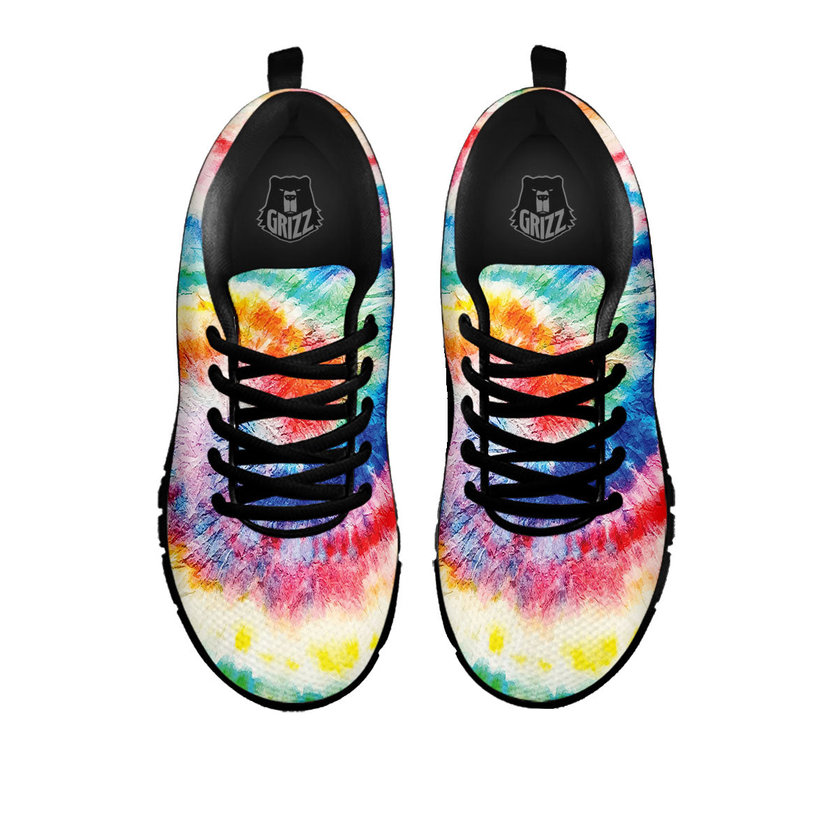 Tie Dye Rainbow Spiral Print Black Sneaker-grizzshop