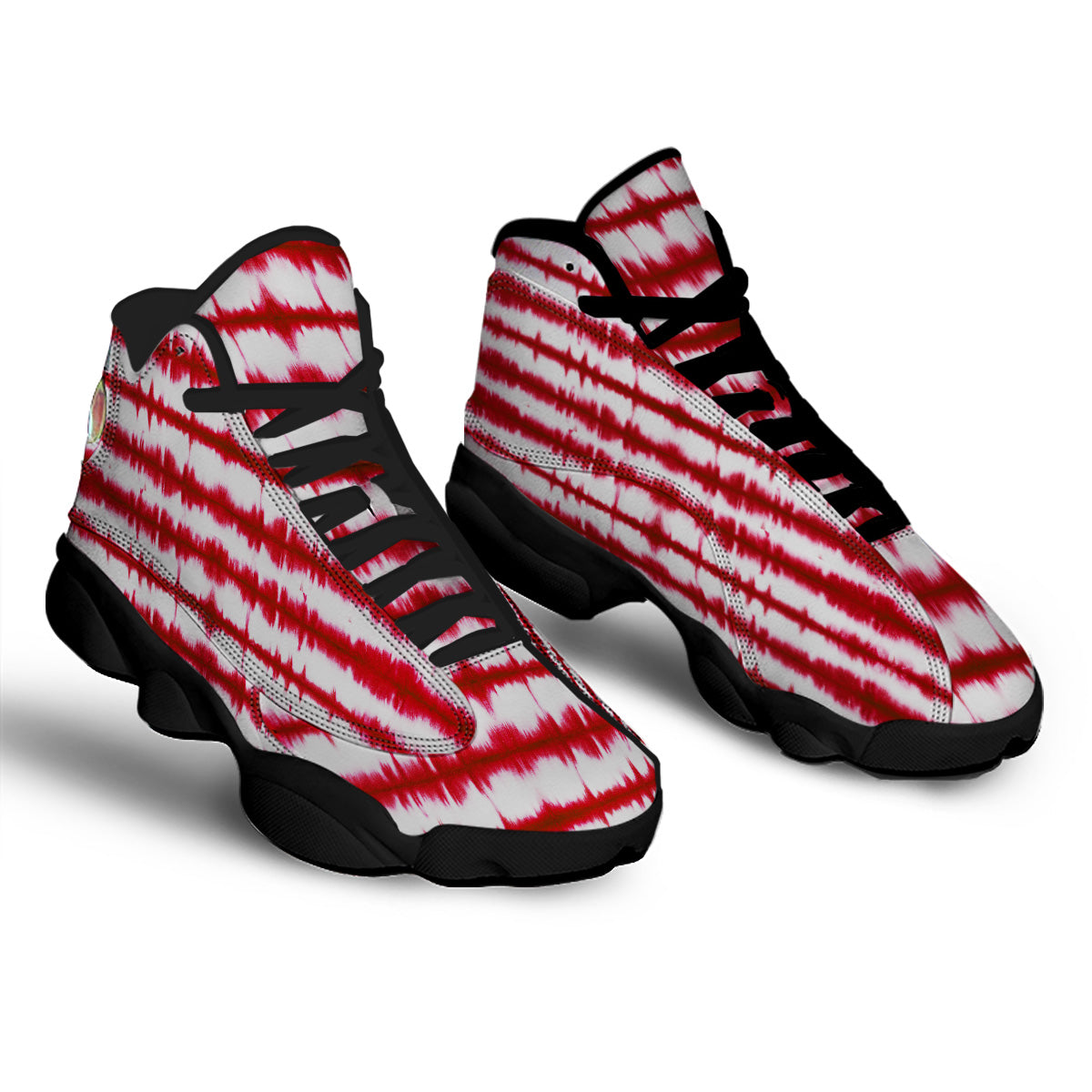 Tie Dye Red Stripe Print Pattern Black Basketball Shoes-grizzshop