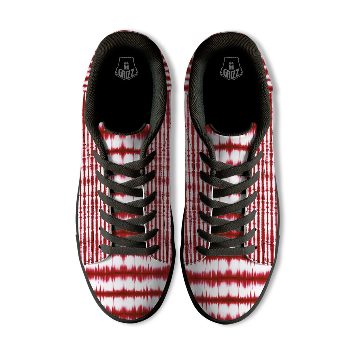 Tie Dye Red Stripe Print Pattern Black Low Top Sneakers-grizzshop