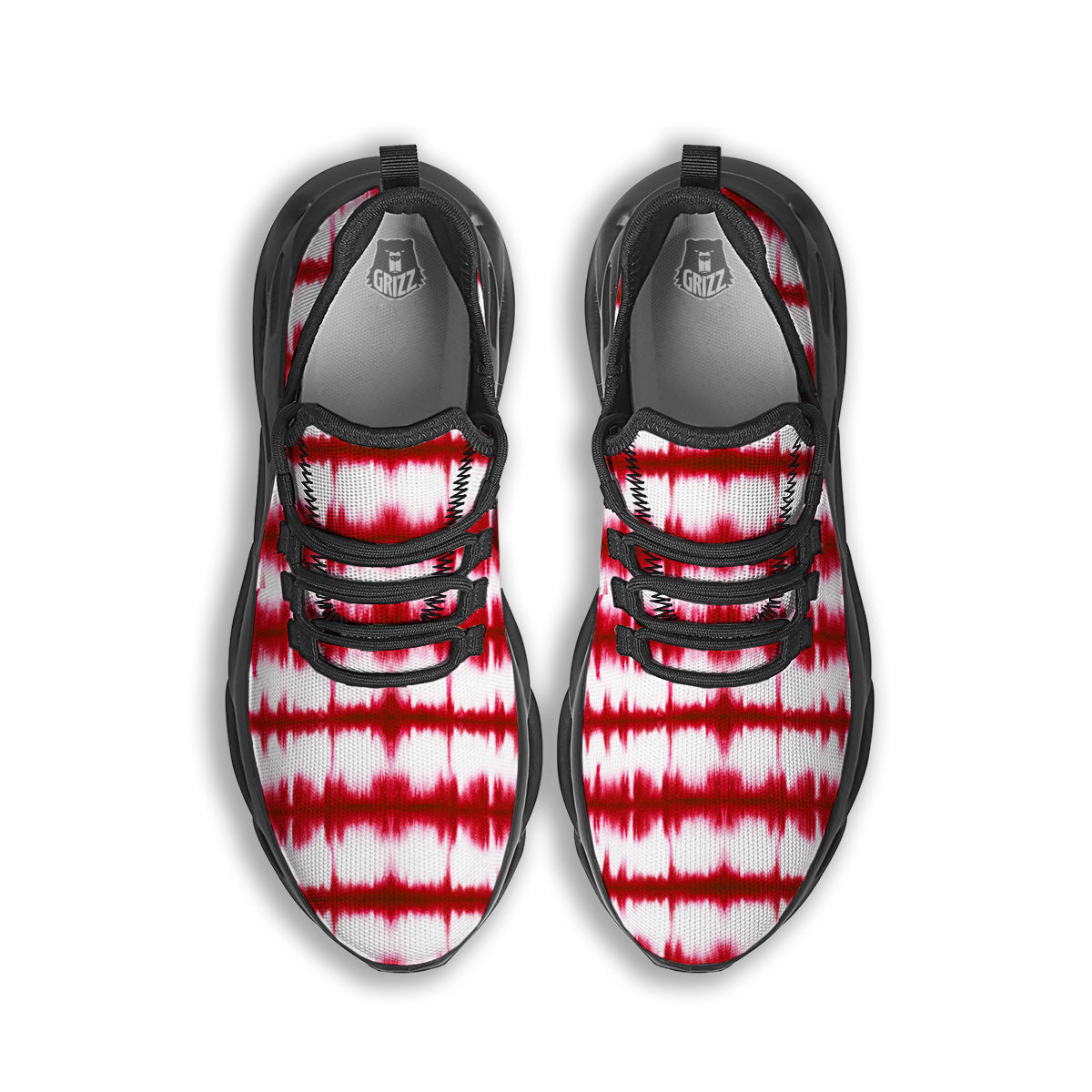 Tie Dye Red Stripe Print Pattern Black Running Shoes-grizzshop