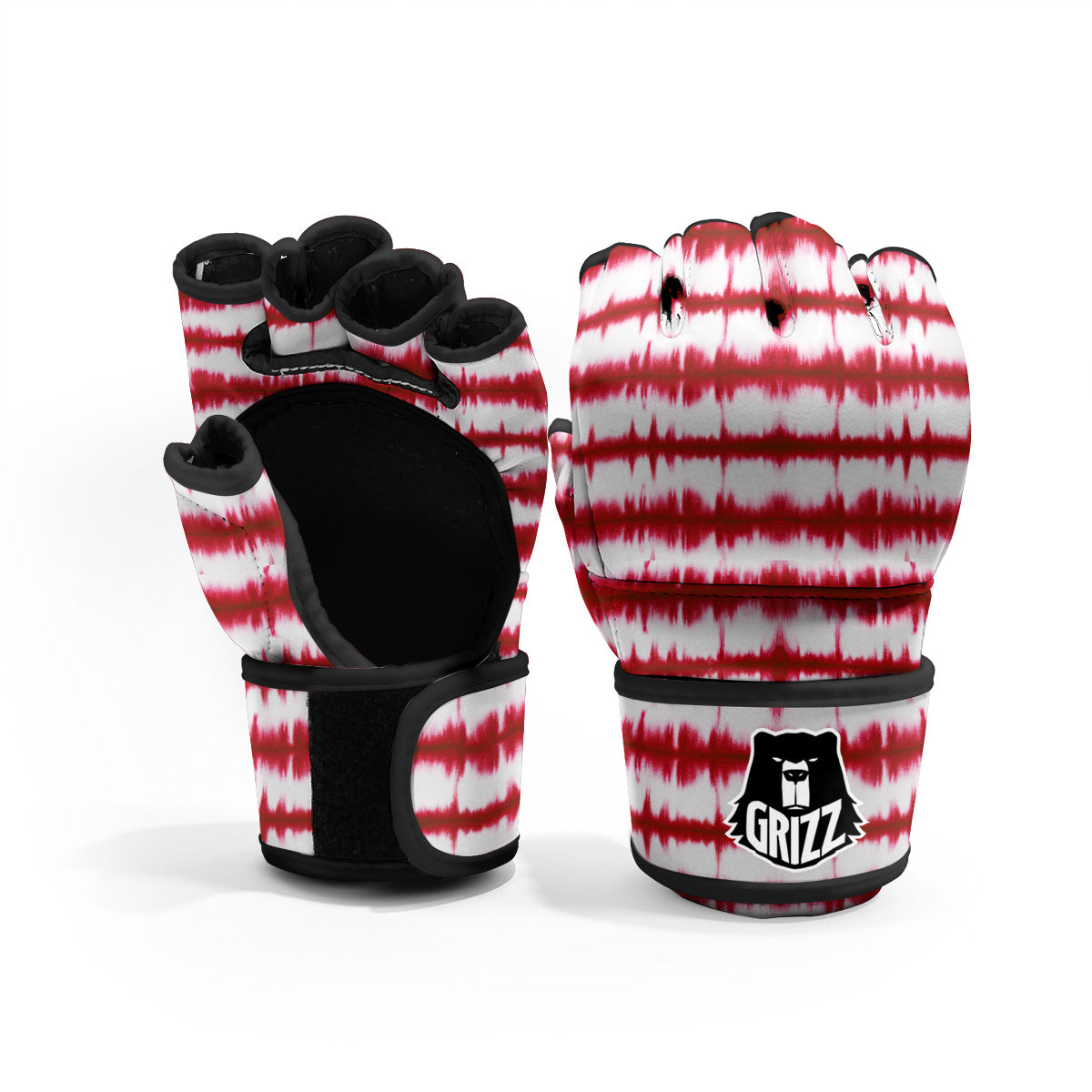 Tie Dye Red Stripe Print Pattern MMA Gloves-grizzshop