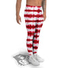 Tie Dye Red Stripe Print Pattern Men's Leggings-grizzshop