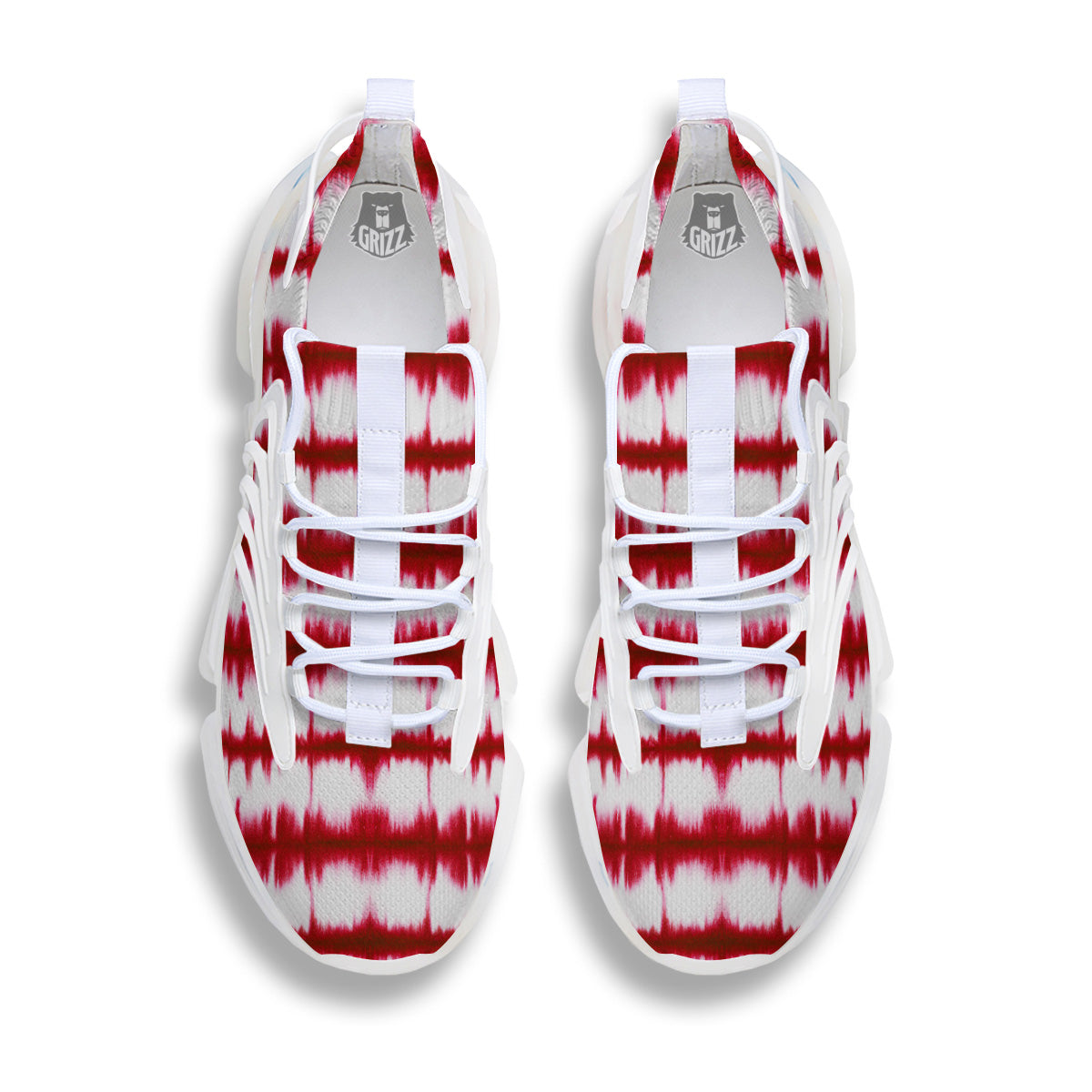 Tie Dye Red Stripe Print Pattern White Gym Shoes-grizzshop