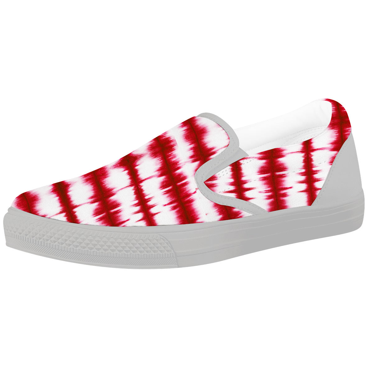 Tie Dye Red Stripe Print Pattern White Slip On Shoes-grizzshop