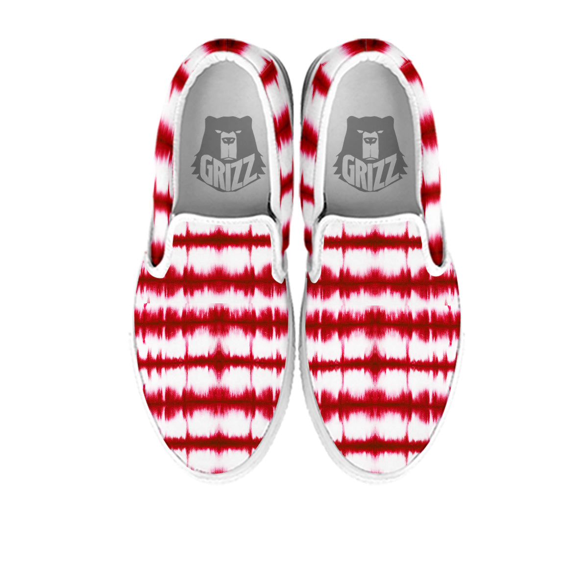 Tie Dye Red Stripe Print Pattern White Slip On Shoes-grizzshop