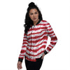 Tie Dye Red Stripe Print Pattern Women's Bomber Jacket-grizzshop