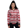 Tie Dye Red Stripe Print Pattern Women's Bomber Jacket-grizzshop