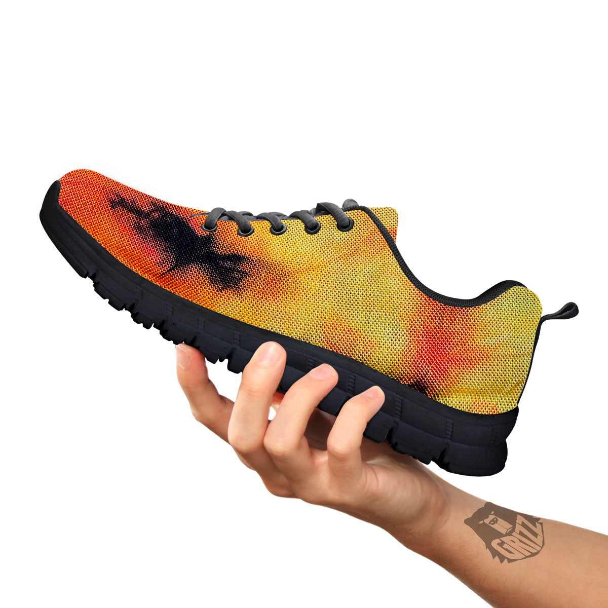 Tie Dye Red Yellow And Orange Print Black Sneaker-grizzshop