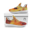 Tie Dye Red Yellow And Orange Print White Athletic Shoes-grizzshop