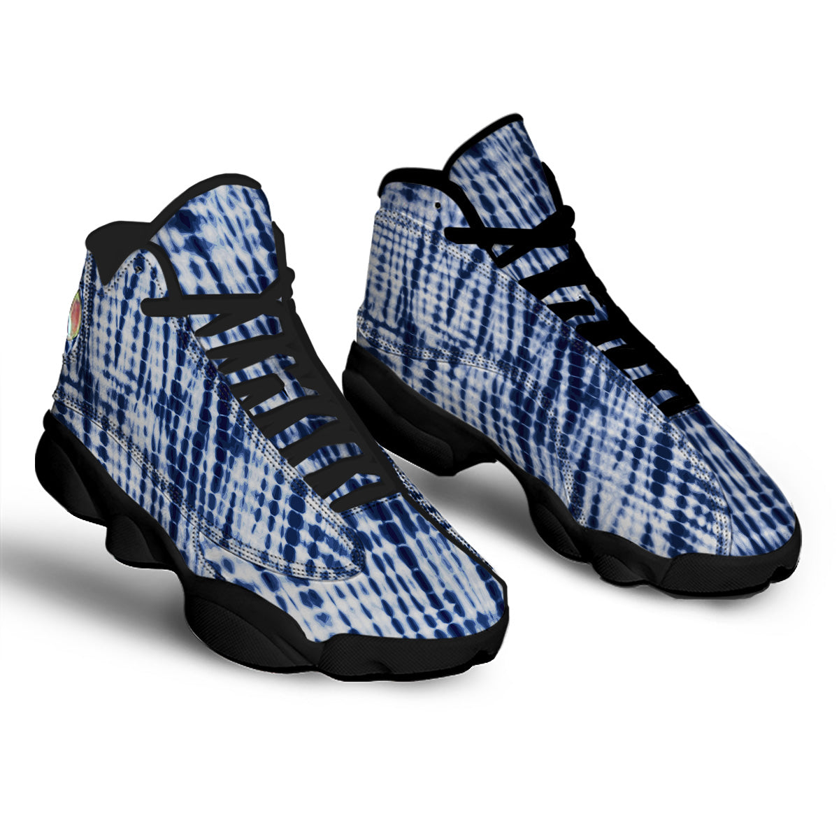 Tie Dye Shibori Blue Print Black Basketball Shoes-grizzshop