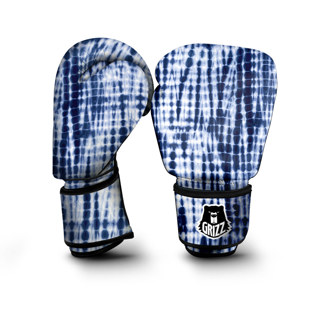 Tie Dye Shibori Blue Print Boxing Gloves-grizzshop