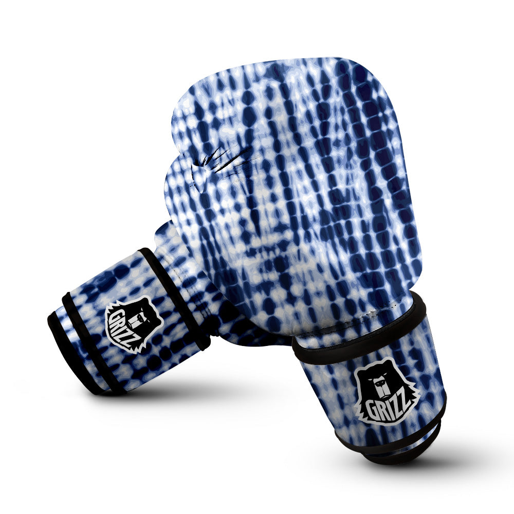 Tie Dye Shibori Blue Print Boxing Gloves-grizzshop