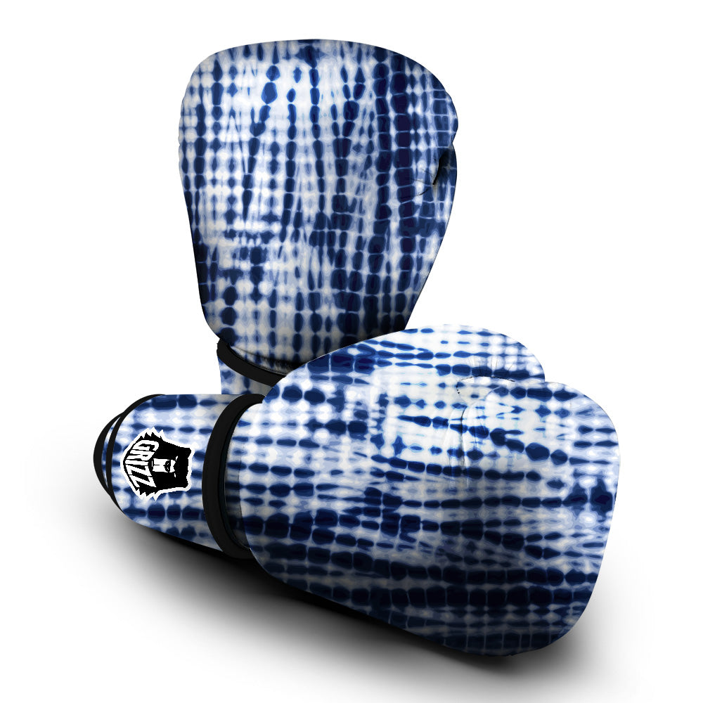 Tie Dye Shibori Blue Print Boxing Gloves-grizzshop