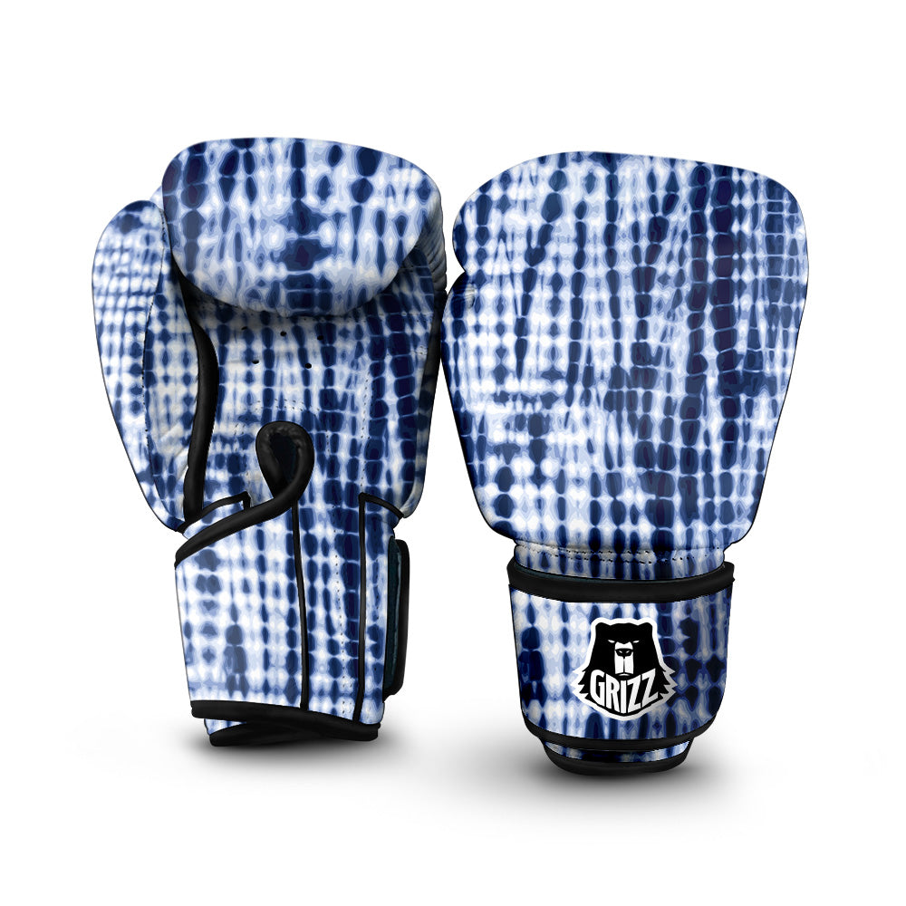 Tie Dye Shibori Blue Print Boxing Gloves-grizzshop