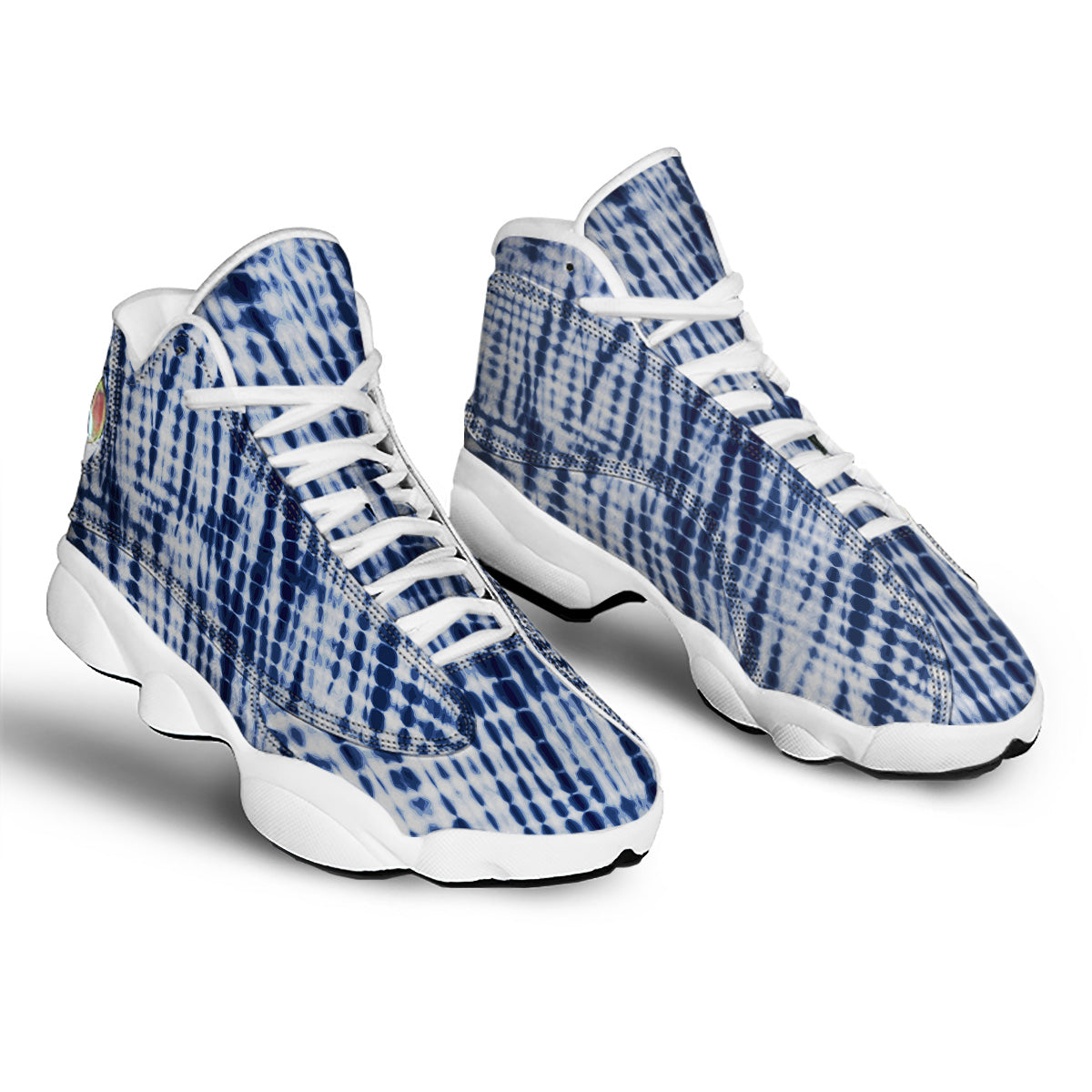 Tie Dye Shibori Blue Print White Basketball Shoes-grizzshop