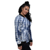 Tie Dye Shibori Blue Print Women's Bomber Jacket-grizzshop