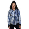 Tie Dye Shibori Blue Print Women's Bomber Jacket-grizzshop