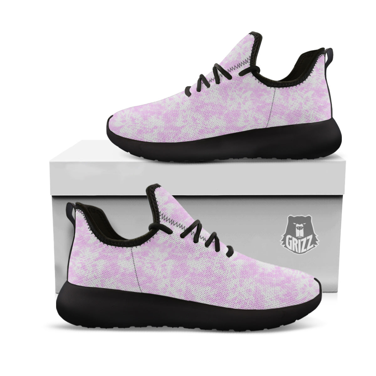 Tie Dye Shibori Pink Print Pattern Black Athletic Shoes-grizzshop