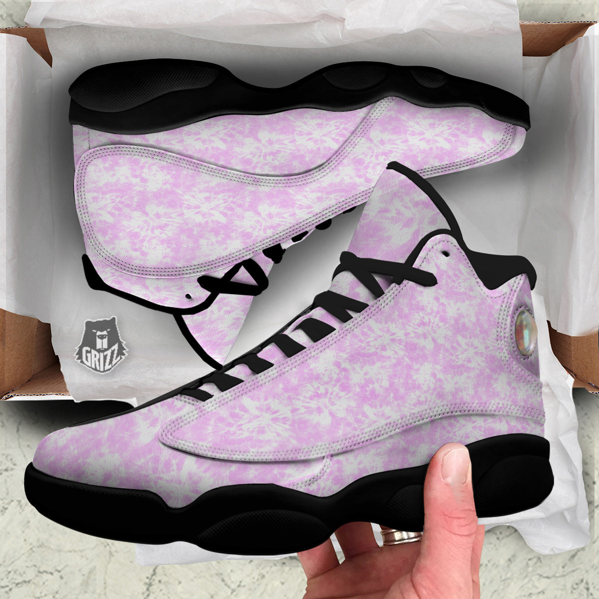 Tie Dye Shibori Pink Print Pattern Black Basketball Shoes-grizzshop