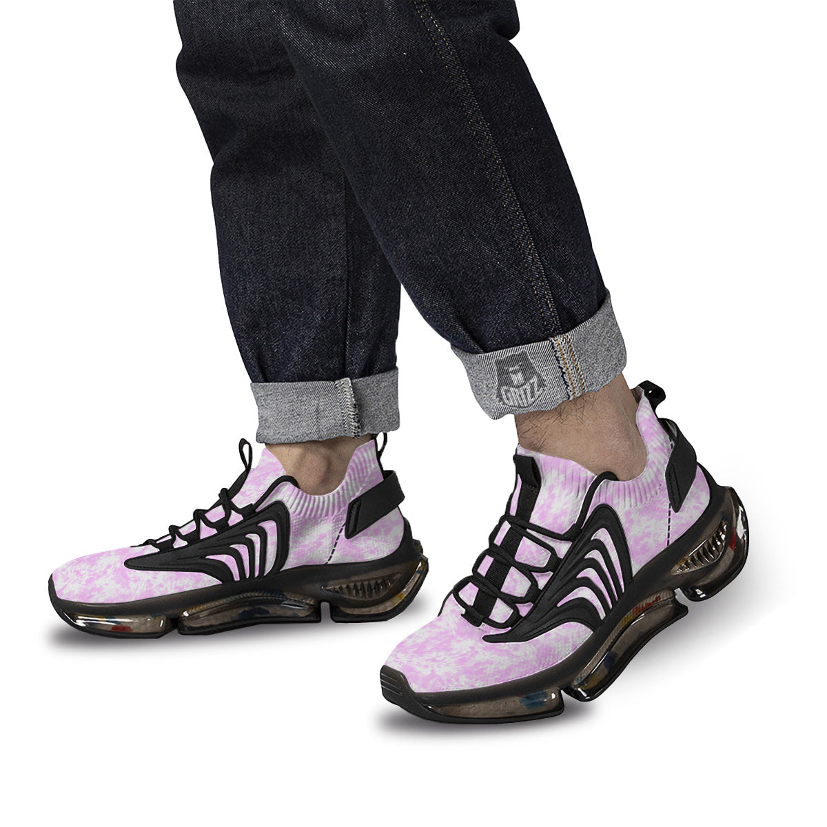 Tie Dye Shibori Pink Print Pattern Black Gym Shoes-grizzshop