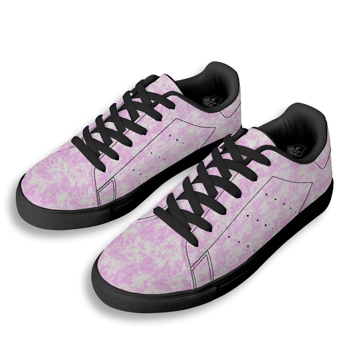 Tie Dye Shibori Pink Print Pattern Black Low Top Sneakers-grizzshop