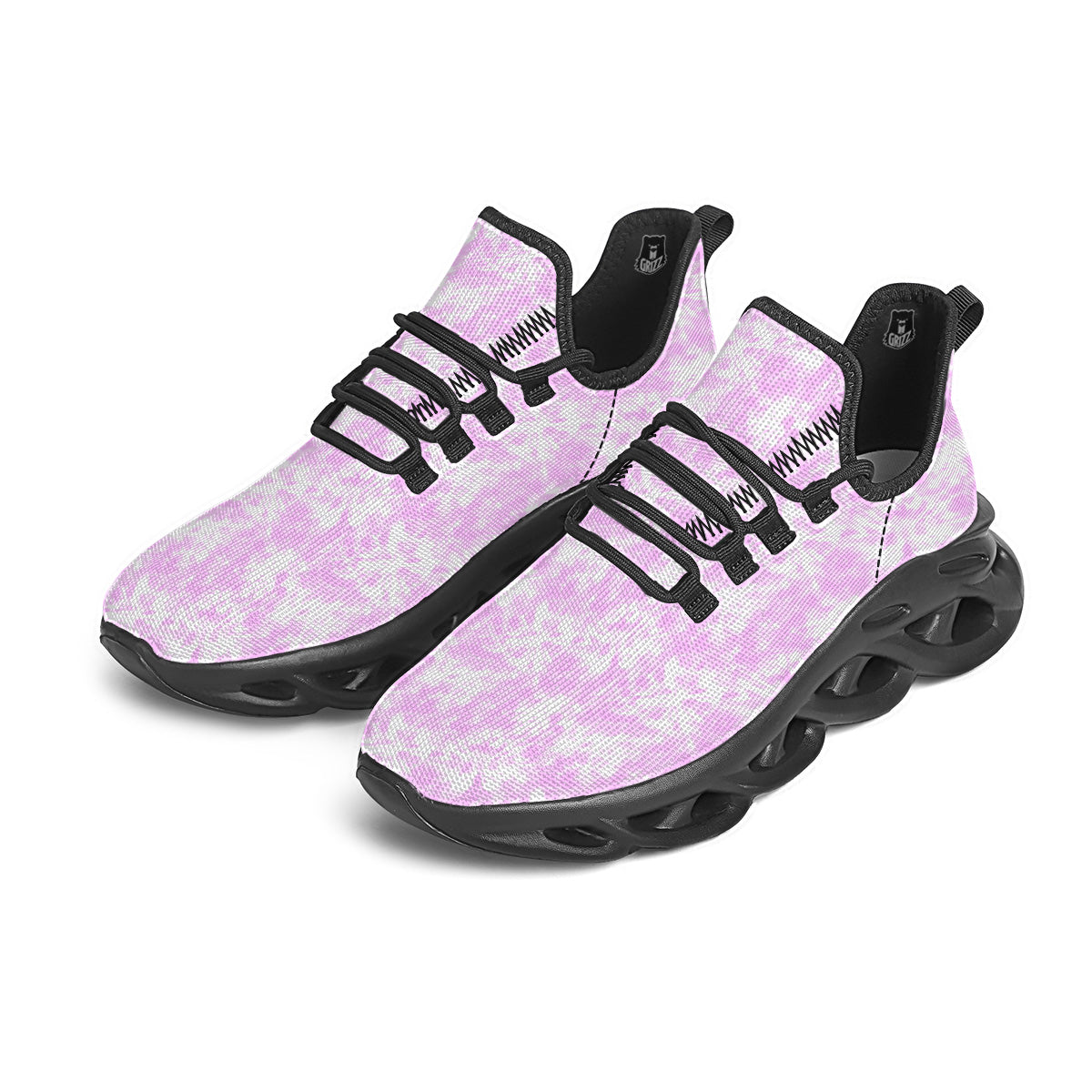 Tie Dye Shibori Pink Print Pattern Black Running Shoes-grizzshop