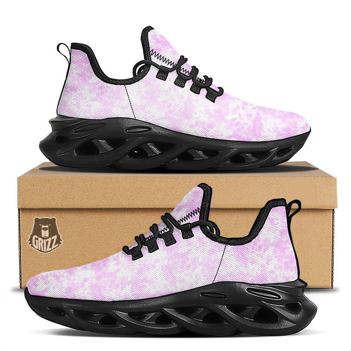Tie Dye Shibori Pink Print Pattern Black Running Shoes-grizzshop