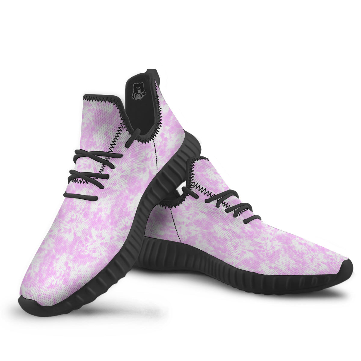 Tie Dye Shibori Pink Print Pattern Black Walking Shoes-grizzshop
