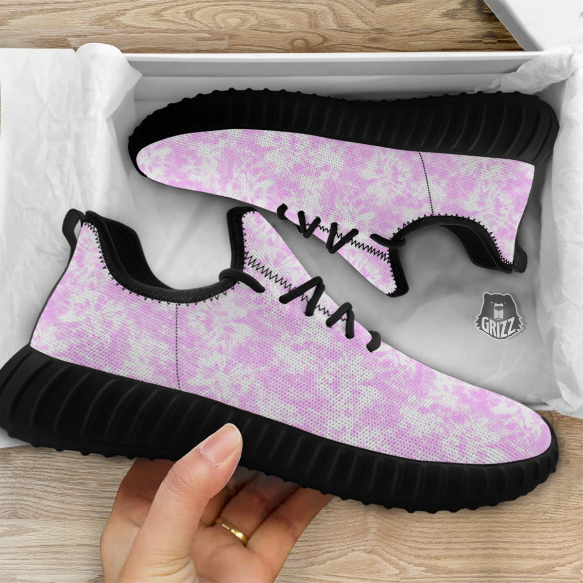 Tie Dye Shibori Pink Print Pattern Black Walking Shoes-grizzshop