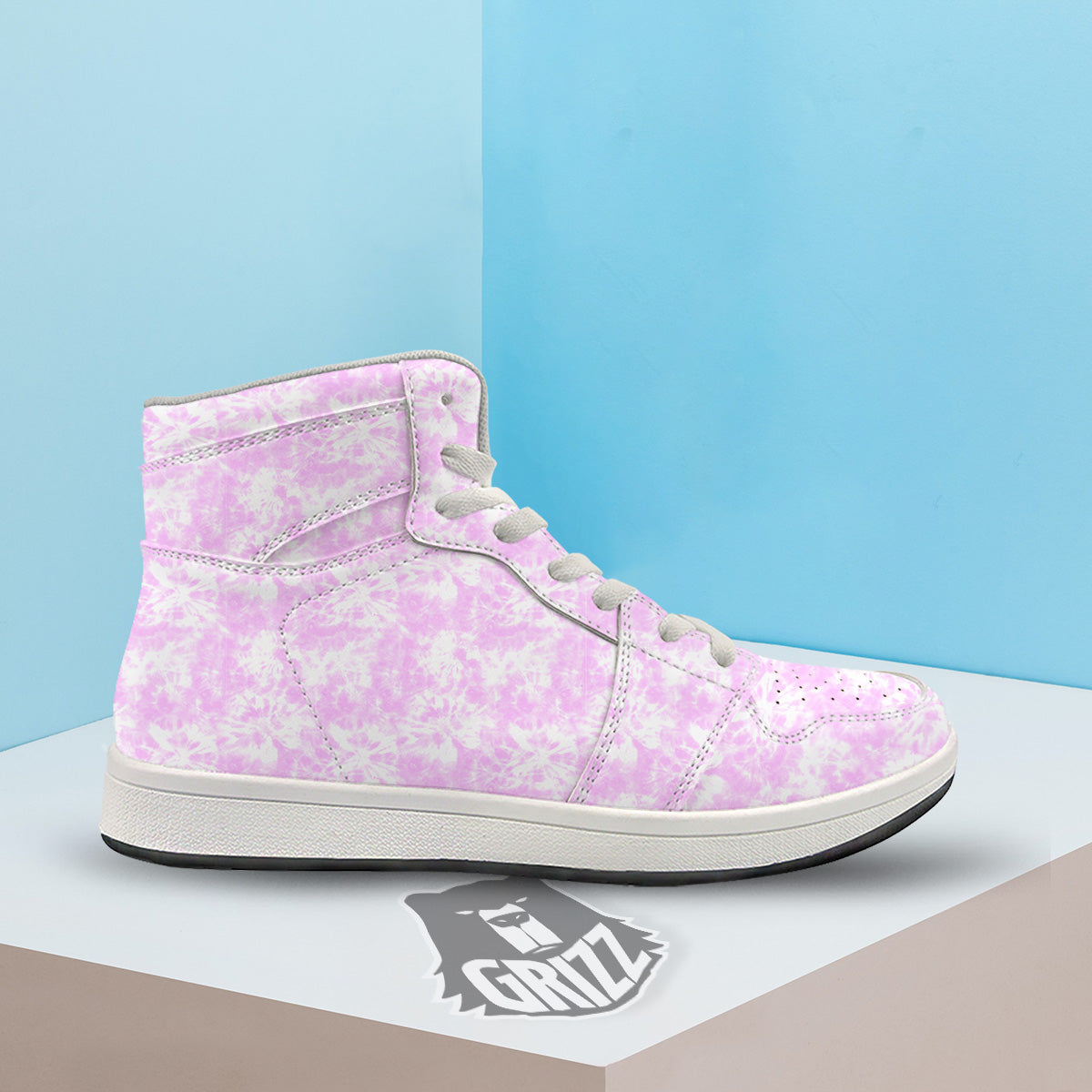 Tie Dye Shibori Pink Print Pattern High Top Sneakers-grizzshop