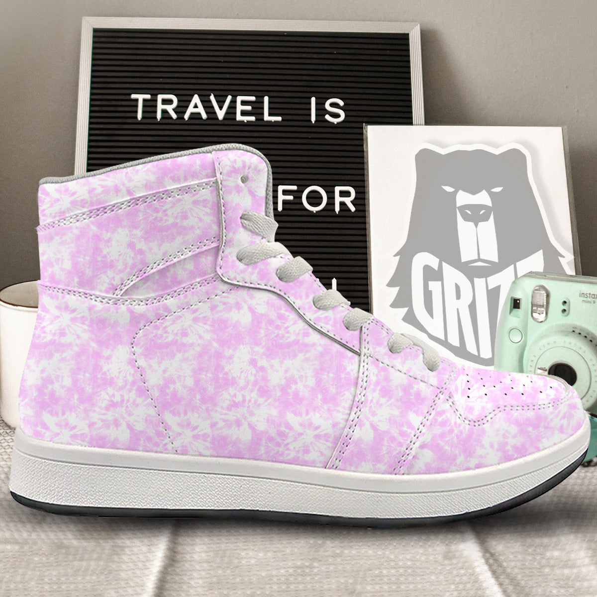 Tie Dye Shibori Pink Print Pattern High Top Sneakers-grizzshop