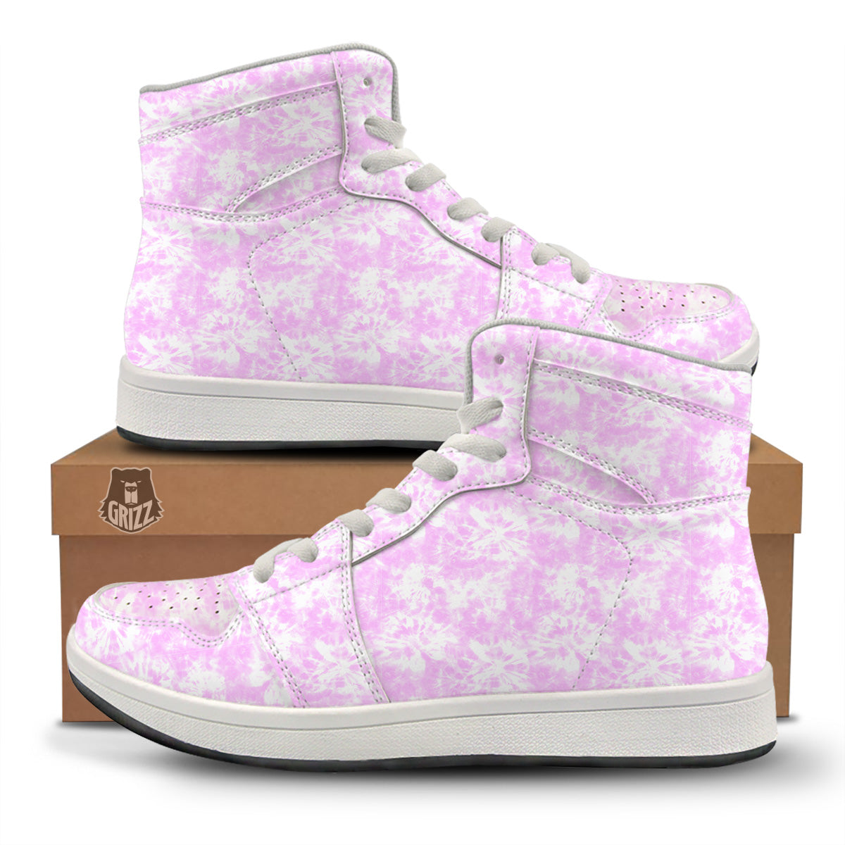 Tie Dye Shibori Pink Print Pattern High Top Sneakers-grizzshop