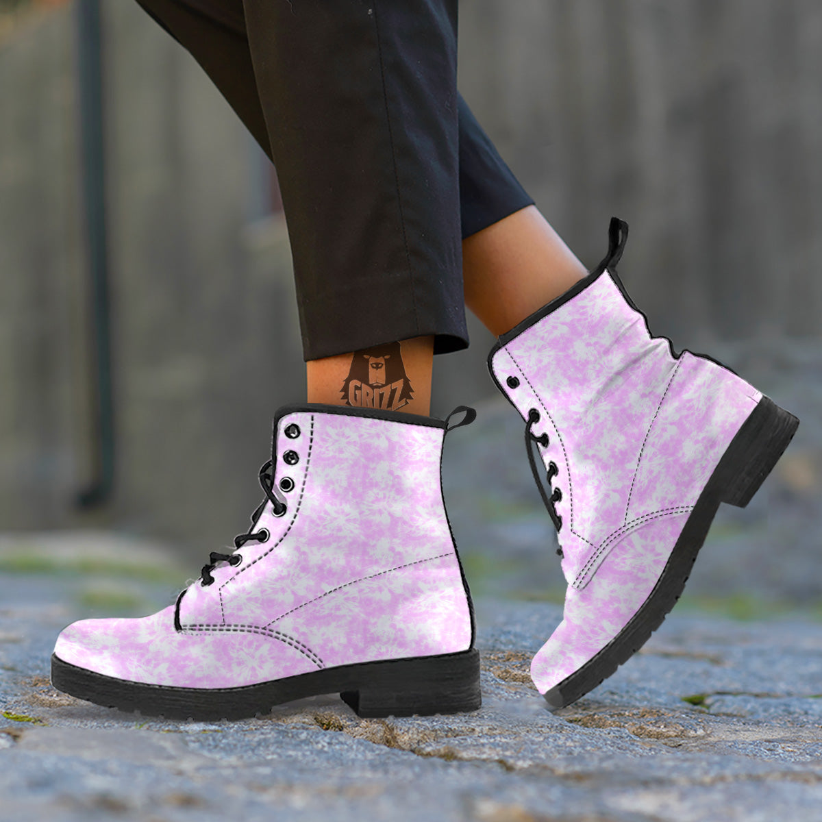 Tie Dye Shibori Pink Print Pattern Leather Boots-grizzshop