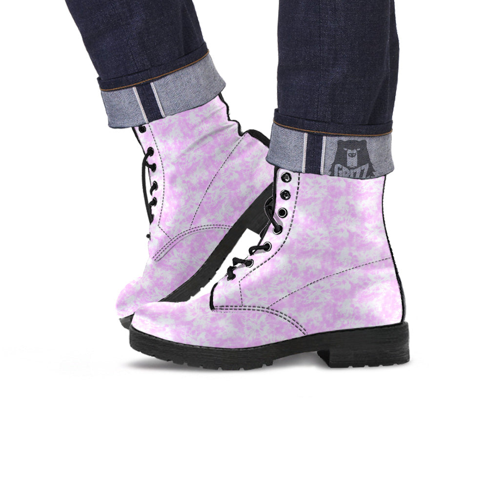 Tie Dye Shibori Pink Print Pattern Leather Boots-grizzshop