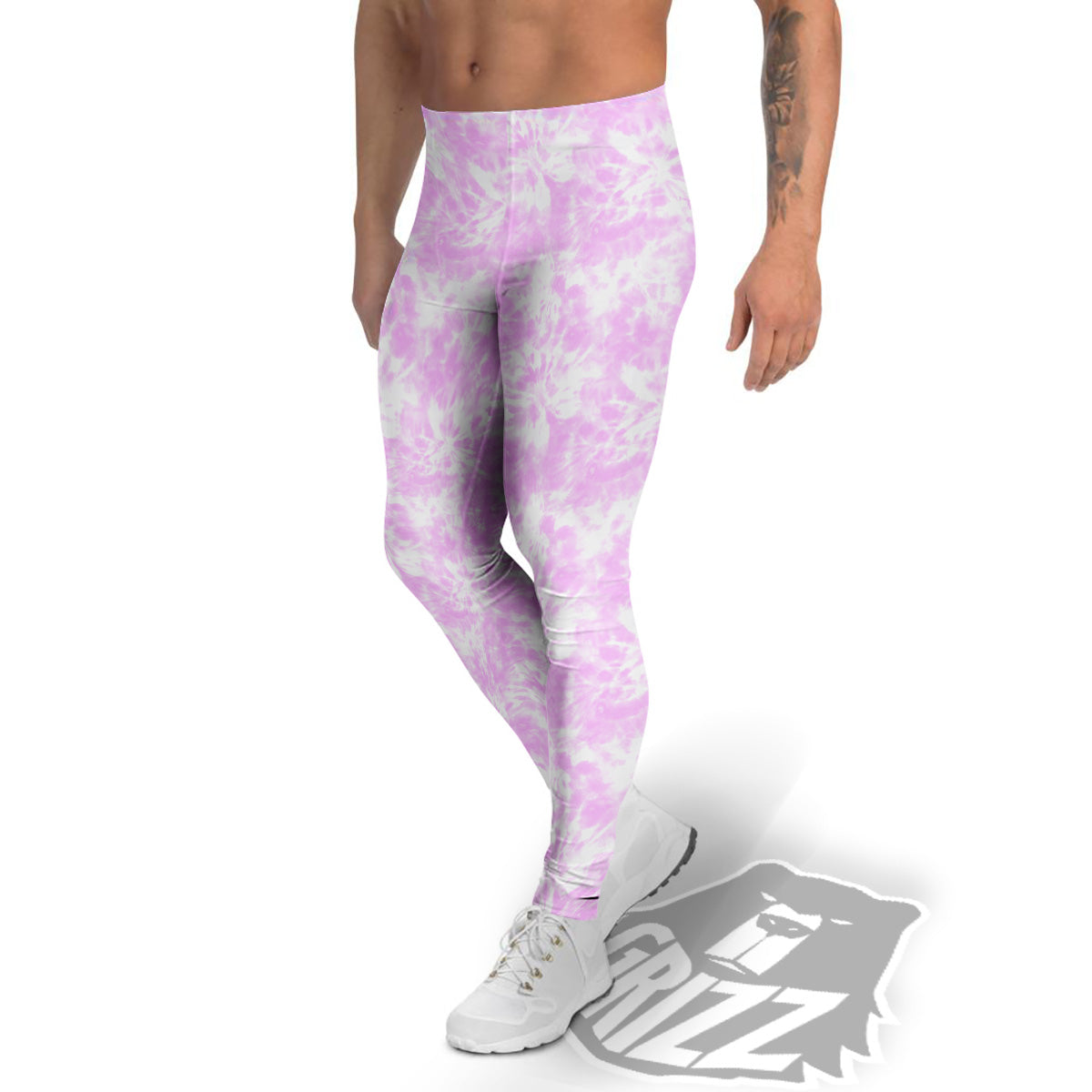 Tie Dye Shibori Pink Print Pattern Men's Leggings-grizzshop