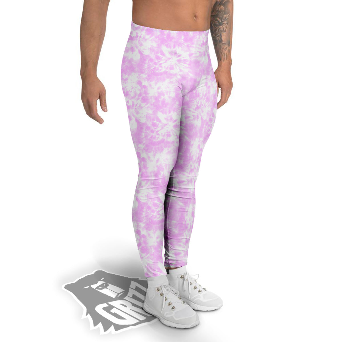 Tie Dye Shibori Pink Print Pattern Men's Leggings-grizzshop