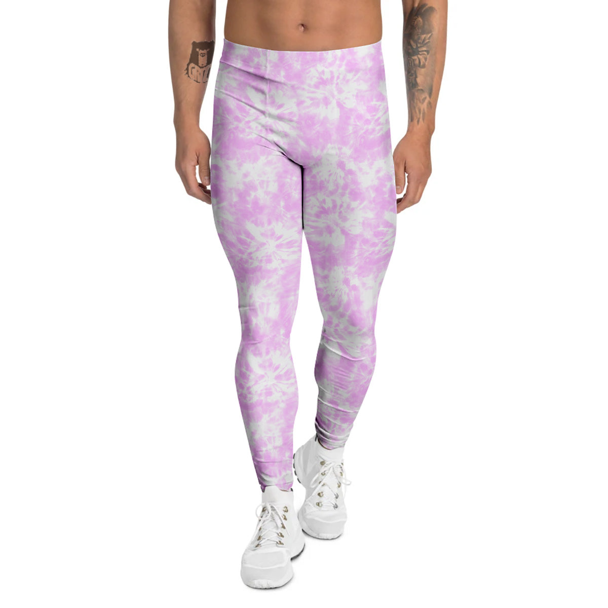 Tie Dye Shibori Pink Print Pattern Men's Leggings-grizzshop