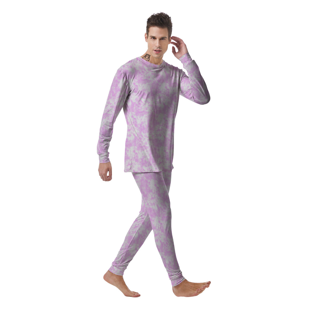 Tie Dye Shibori Pink Print Pattern Men's Pajamas-grizzshop