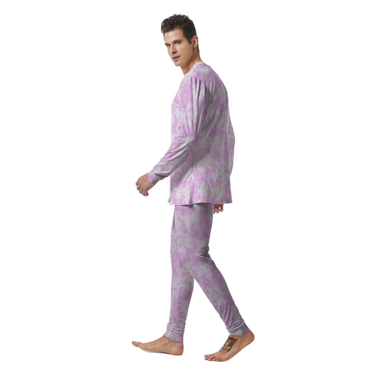 Tie Dye Shibori Pink Print Pattern Men's Pajamas-grizzshop