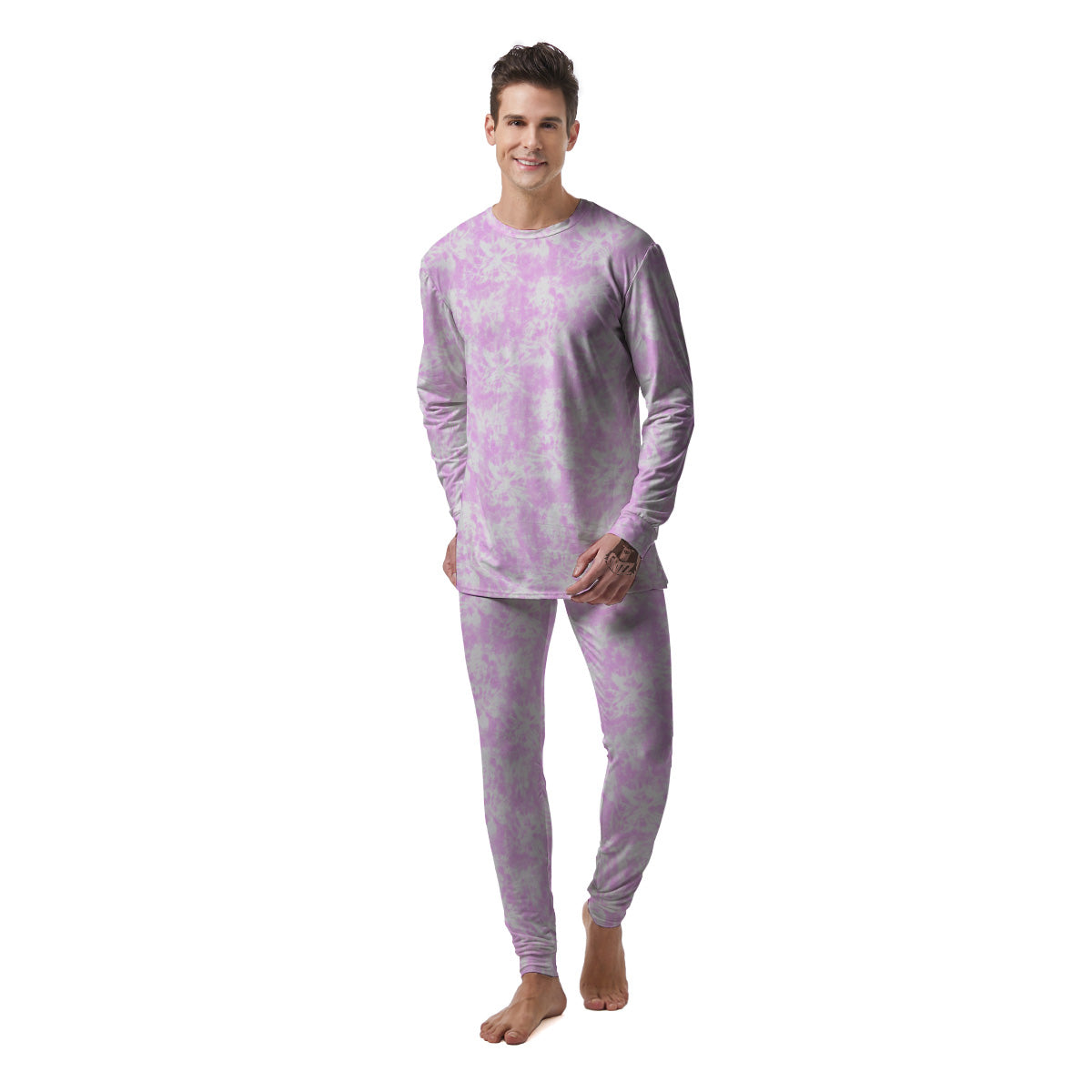 Tie Dye Shibori Pink Print Pattern Men's Pajamas-grizzshop