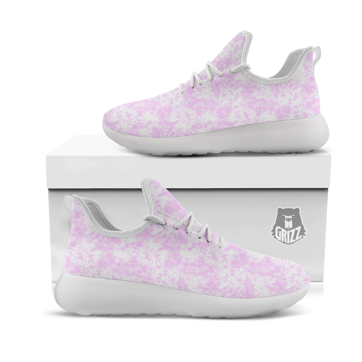 Tie Dye Shibori Pink Print Pattern White Athletic Shoes-grizzshop